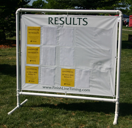 Finish Line Timing on-site results stand