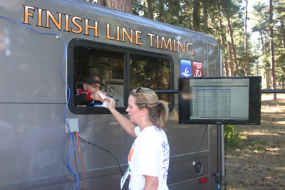 Finish Line Timing results kiosk